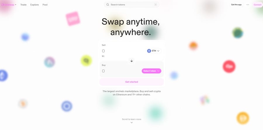Top 13 Crypto Web Design Tips & Best Practices 2 UniSwap website screenshot