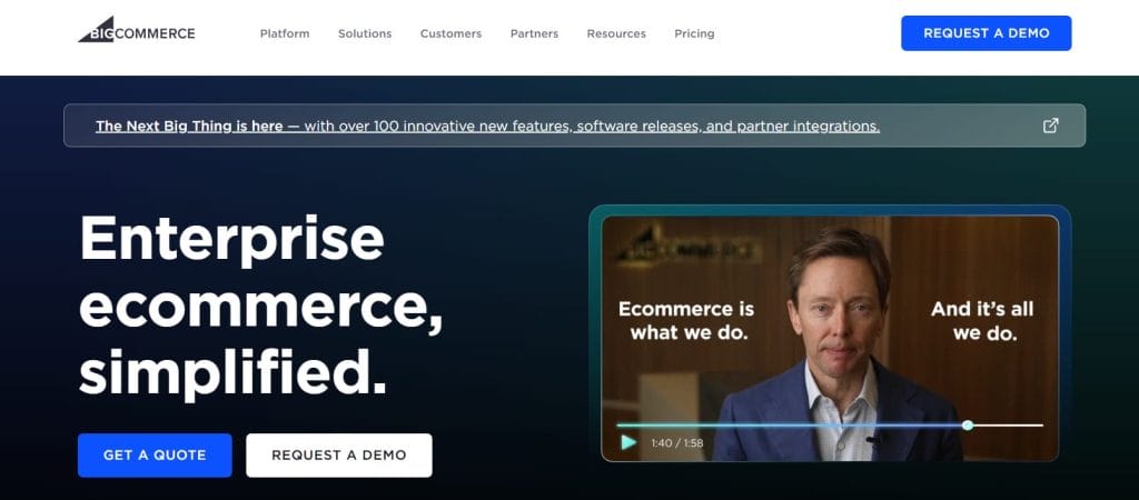 7 Best Shopify Alternatives To Drive Sales In 2025 2 BigCommerce's website homepage