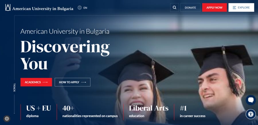30 Best University Websites With Impressive Designs 31 American University in Bulgaria website screenshot