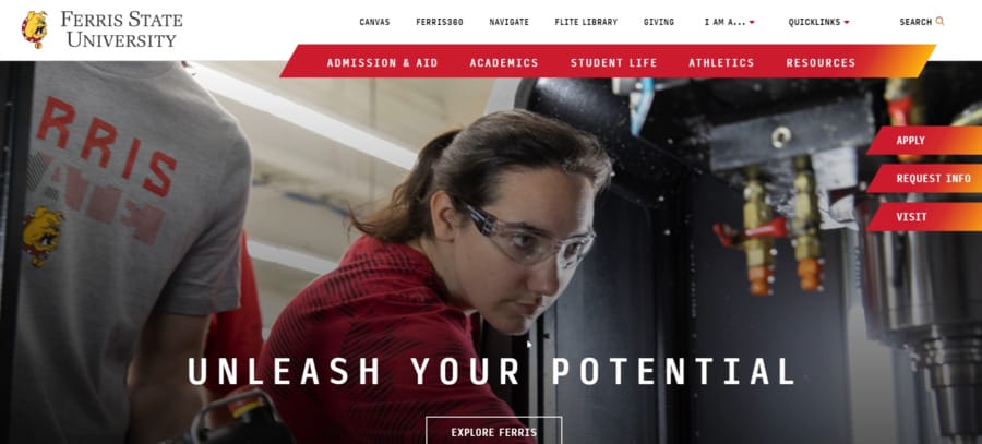 30 Best University Websites With Impressive Designs 11 Ferris State University website screenshot