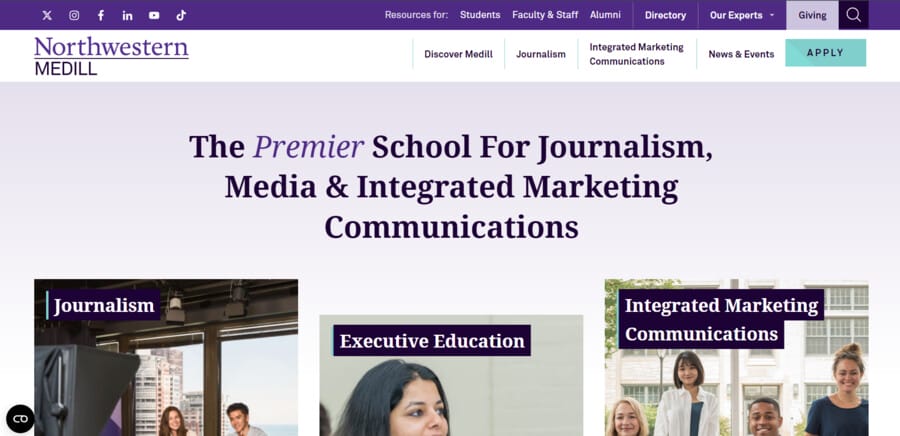 30 Best University Websites With Impressive Designs 32 Northwestern University Medill School website screenshot