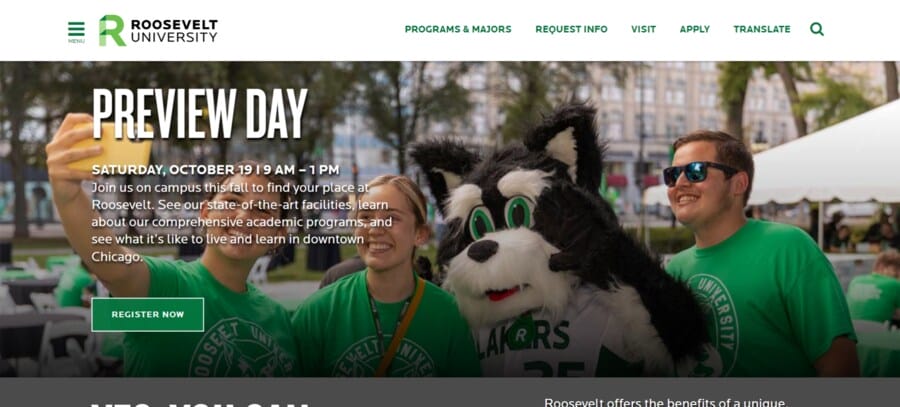 30 Best University Websites With Impressive Designs 27 Roosevelt University website screenshot