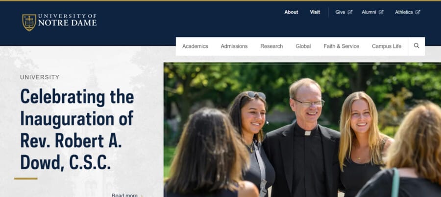30 Best University Websites With Impressive Designs 10 University of Notre Dame website screenshot