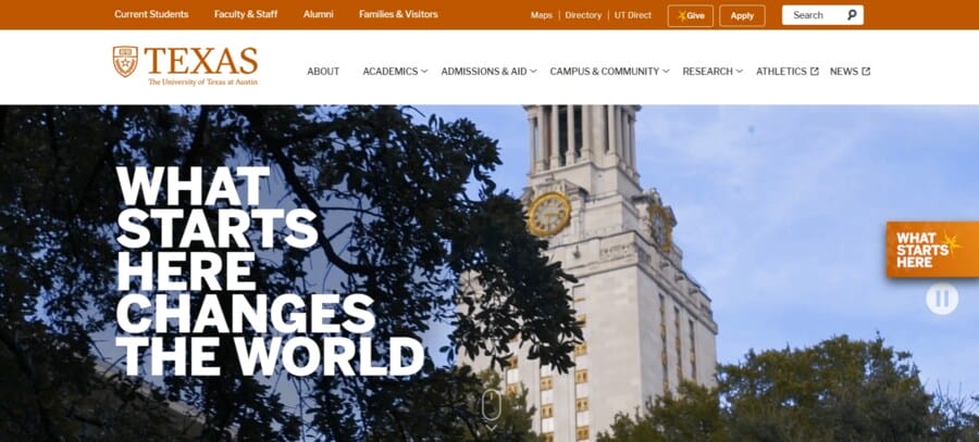 30 Best University Websites With Impressive Designs 25 The University of Texas at Austin website screenshot