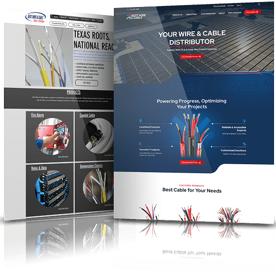 Image showing the before and after of Best Wire & Cable's website design