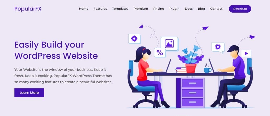 35 Best WordPress Themes In 2026 (Free & Paid) 5 PopularFX website homepage