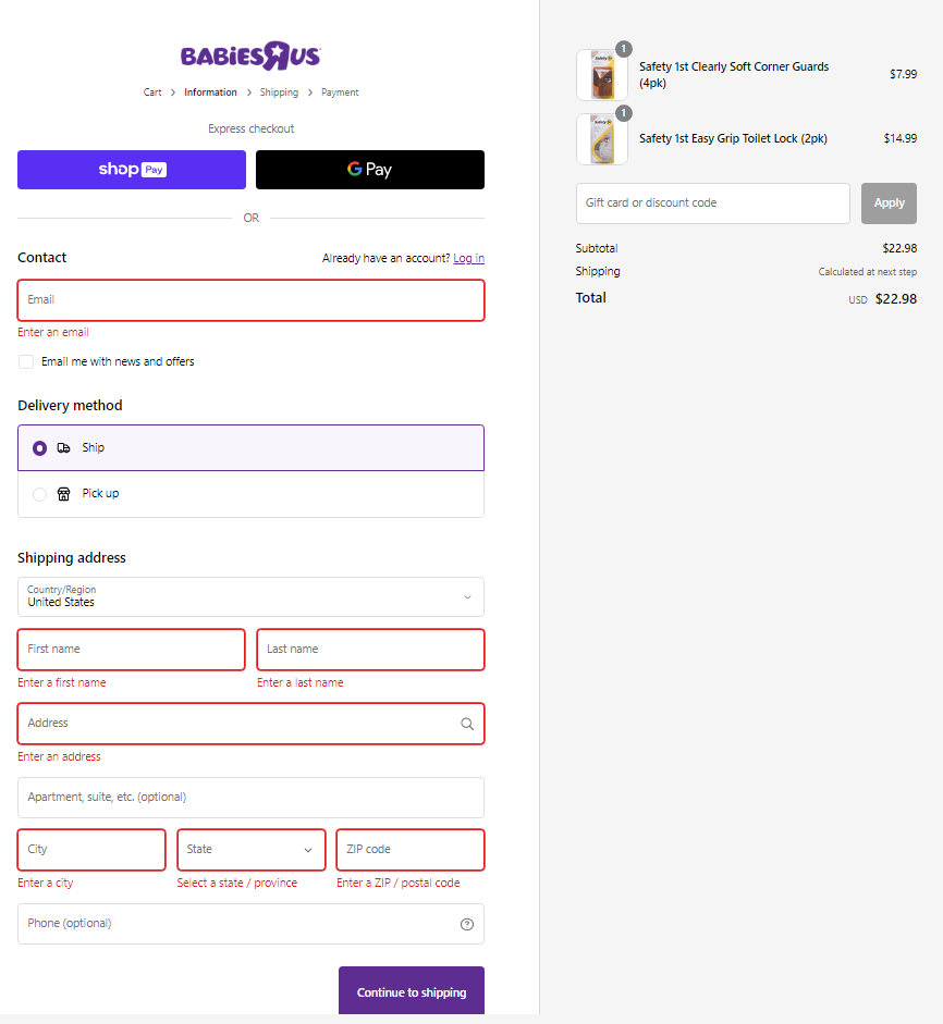 10 Best Checkout Page Design Examples + Conversion Tips For 2026 7 Baybies R Us' checkout page