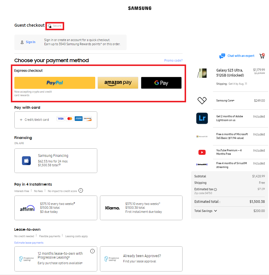 10 Best Checkout Page Design Examples + Conversion Tips For 2026 8 Samsung's checkout page