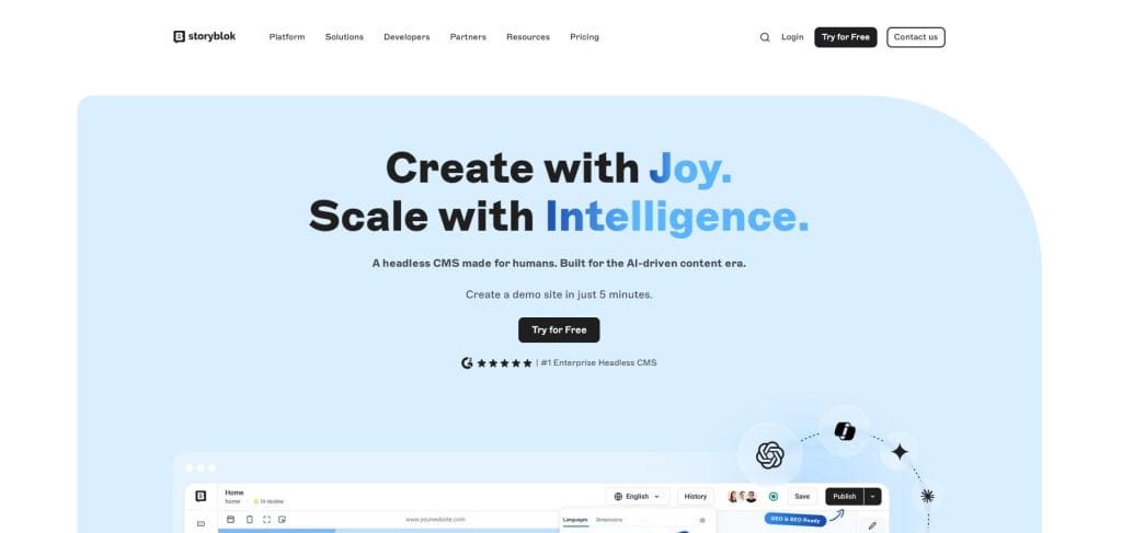 A Guide To Using A CMS In Web Design & Development In 2026 4 Storyblok website screenshot