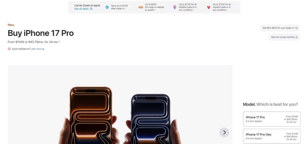 How To Design An eCommerce Website In 6 Steps (2026 Guide) 2 Image showing Apple's eCommerce website