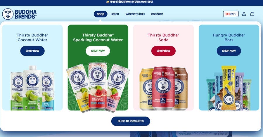 How To Design An eCommerce Website In 6 Steps (2026 Guide) 8 Buddha Brands' product selection