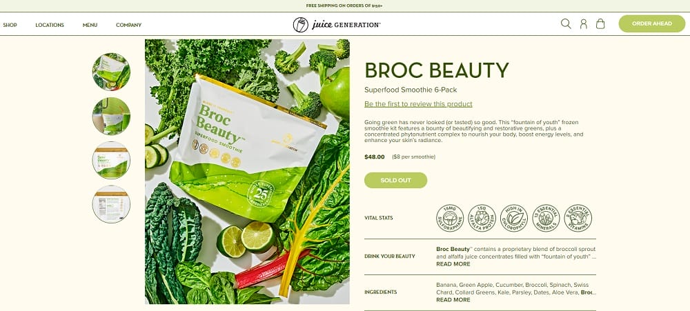 Designing For Magento: Expert Guide With Tips & eCommerce Examples 16 A product page on Juice Generation's website