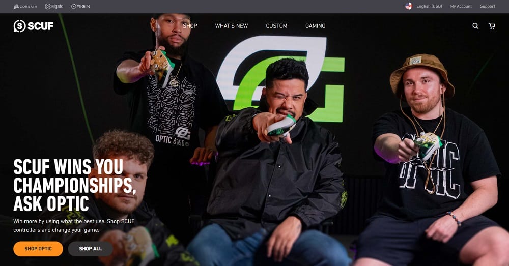 Designing For Magento: Expert Guide With Tips & eCommerce Examples 13 SCUF Gaming's homepage