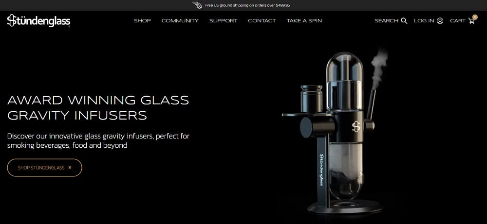 Designing For Magento: Expert Guide With Tips & eCommerce Examples 8 The website homepage of gravity infuser brand Studenglass