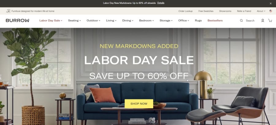 Digitally Native Vertical Brands (DNVBs): A Comprehensive Guide 2 Burrow website screenshot