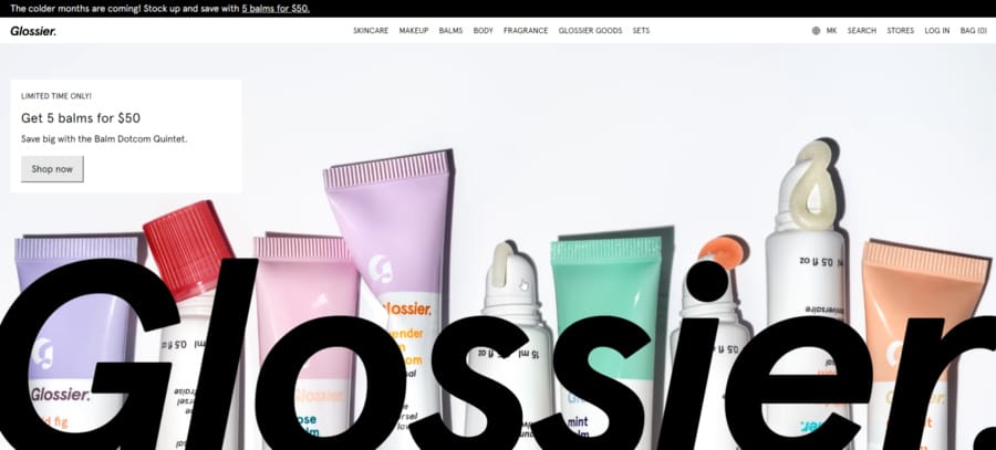 Digitally Native Vertical Brands (DNVBs): A Comprehensive Guide 9 Glossier website screenshot