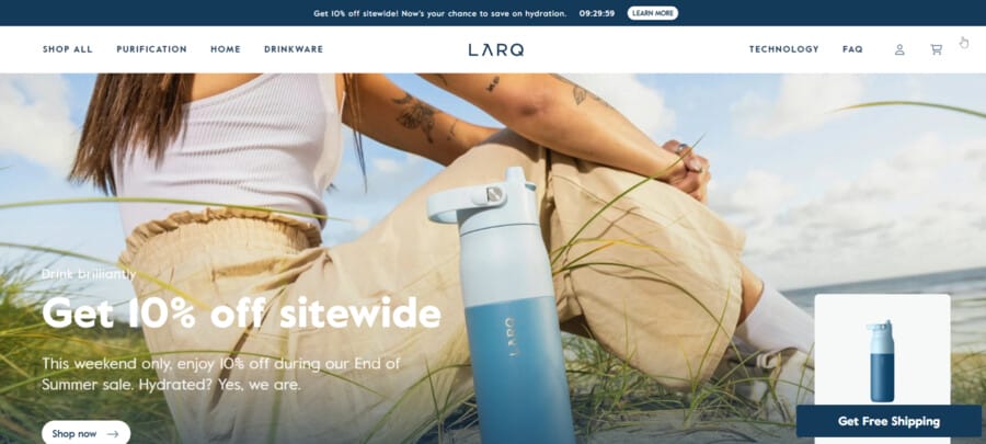 Digitally Native Vertical Brands (DNVBs): A Comprehensive Guide 4 LARQ website screenshot