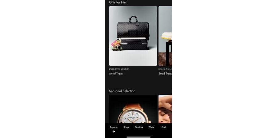 20 Best eCommerce Growth Strategies For 2025 8 A screenshot from the Louis Vuitton's app showing products.