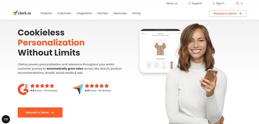 10 Best eCommerce Personalization Tools Compared 5 Clerk.io website screenshot