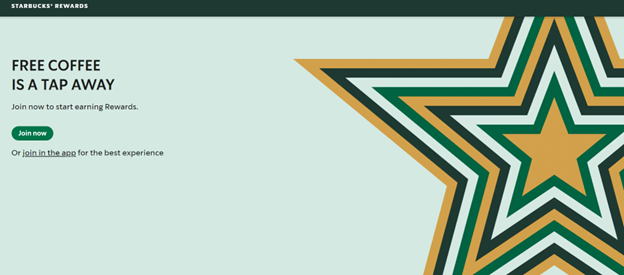 eCommerce Technology: Top 10 Trends Shaping 2025's Retail Landscape 3 Starbuck's page saying: "free coffee is a tap away".