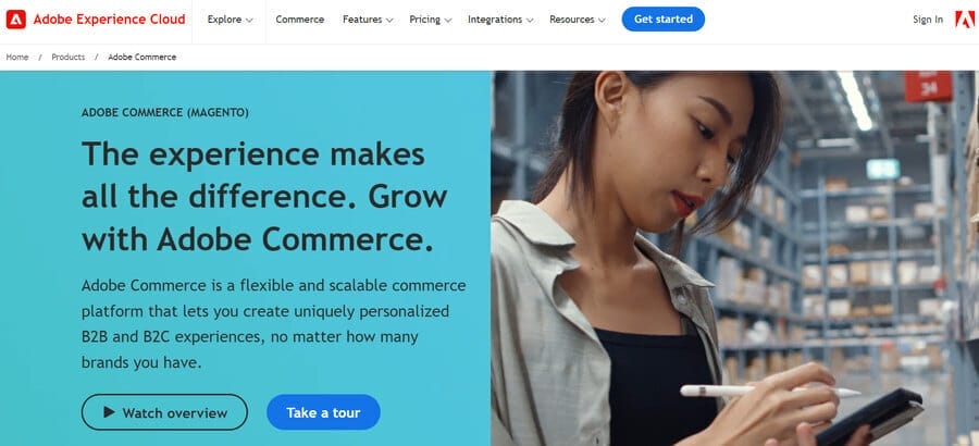 15 Best eCommerce Tools To Grow Sales In 2025 5 Screenshot of Magento's website homepage