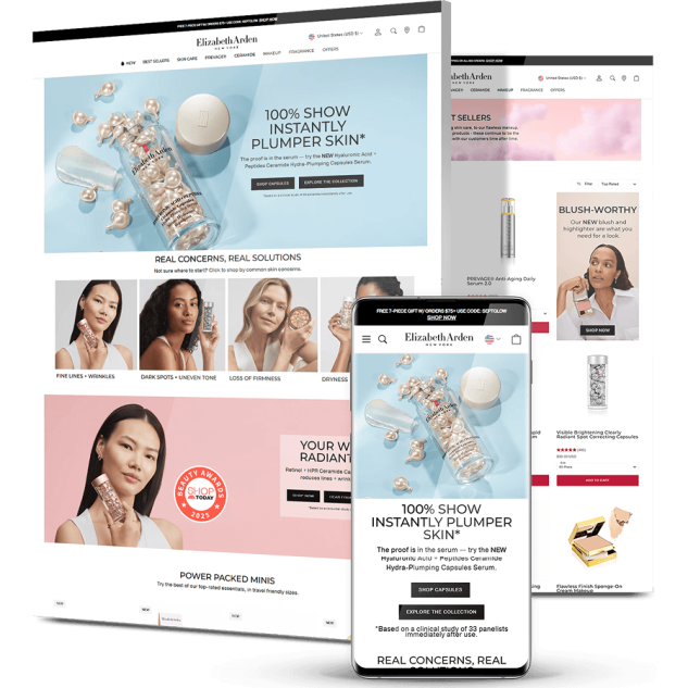 Image showing Elizabeth Arden's website design on desktop and mobile