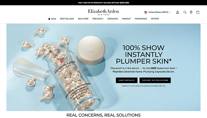 Elizabeth Arden website screenshot