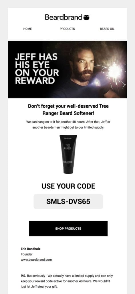 Top 10 Email Marketing Examples That Drive Results 4 Image showing Beardbrand's email campaign example