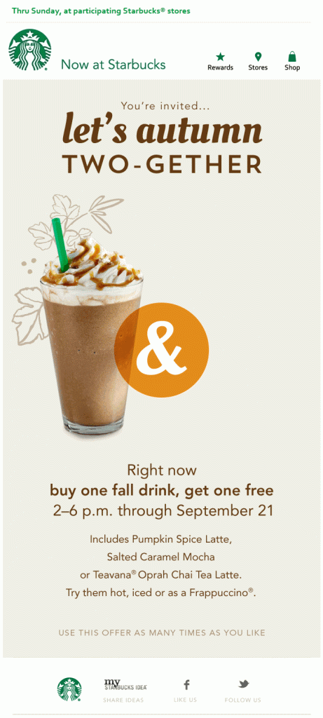 Top 10 Email Marketing Examples That Drive Results 2 Image Showing Starbucks' email campaign