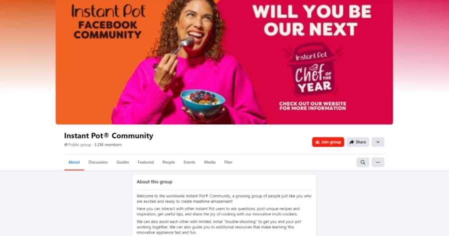 15 Facebook Marketing Strategies Company Owners Should Try 7 image showing Instant Pot's Facebook group