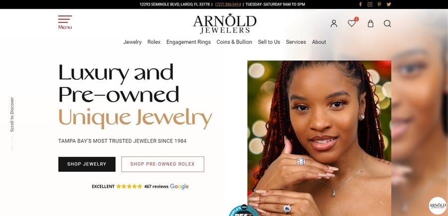 20 Eye-Catching Fashion Website Designs For 2025 21 Arnold Jewelers website screenshot