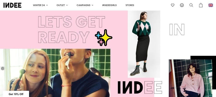 20 Eye-Catching Fashion Website Designs For 2025 14 Indee website screenshot