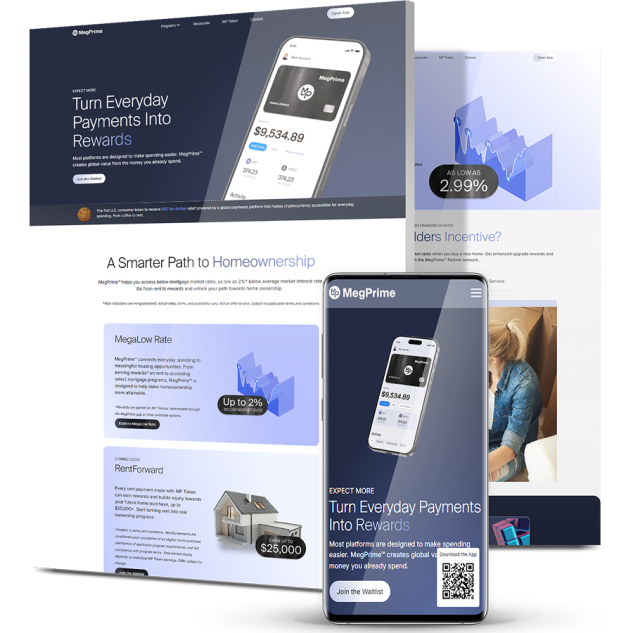 Image showing MegPrime's website design on desktop and mobile