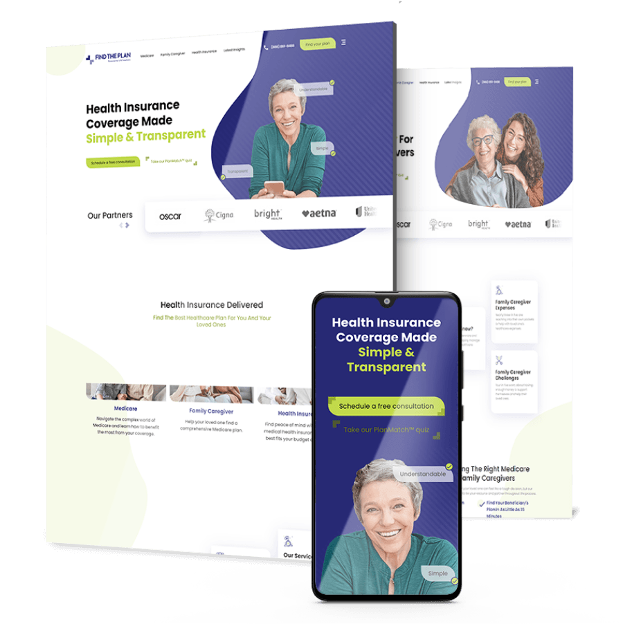 Find the Plan website design shown on desktop and mobile