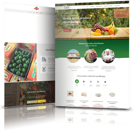 Image showing the before and after of Fresco's website design