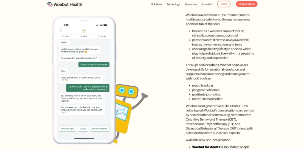 The Future Of Web Design: 15 Trends & Predictions Till 2030 1 Woebot website screenshot