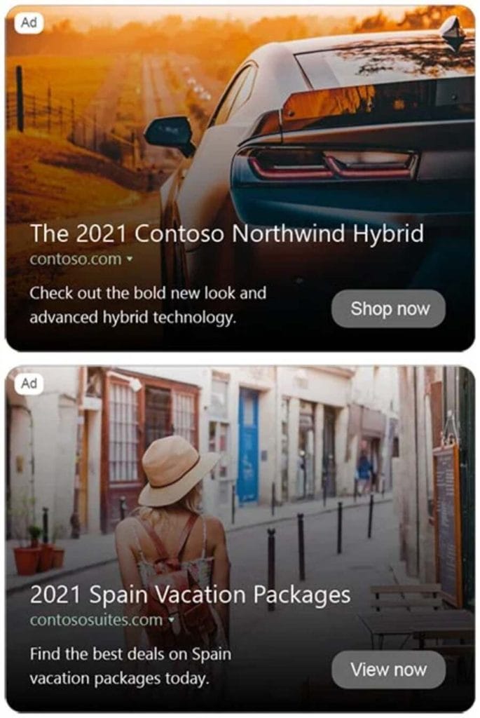 Google Ads Vs. Bing Ads — Which Platform Is Right For You? 4 Image showing Microsoft's multimedia ads
