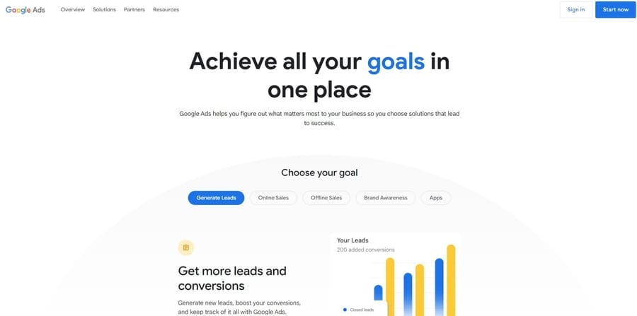 Google Ads Vs. Bing Ads — Which Platform Is Right For You? 1 Google Ads homepage screenshot