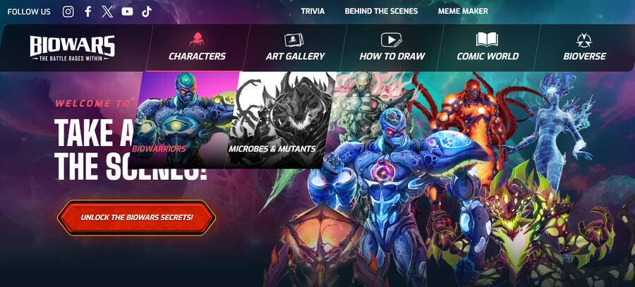 Innovative Gradient Design: Top Examples & Best Practices For Your Business 5 Biowars' website homepage