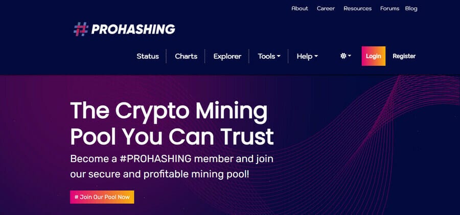 Innovative Gradient Design: Top Examples & Best Practices For Your Business 4 Prohashing's website homepage