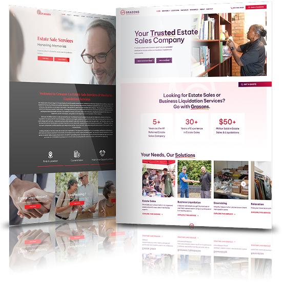 Image showing the before and after of Grasons Franchise's website design