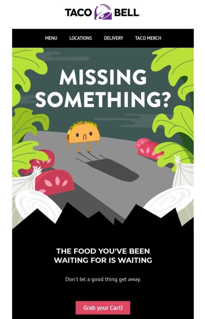 16 Growth Marketing Strategies That Grow ROI 2 Image showing Taco Bell's automated email