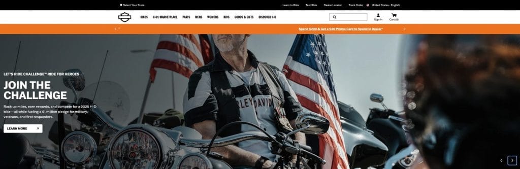 Revamping The Harley-Davidson Online Experience: A Digital Silk Before & After Case Study 3 Harley-Davidson hero image of a biker