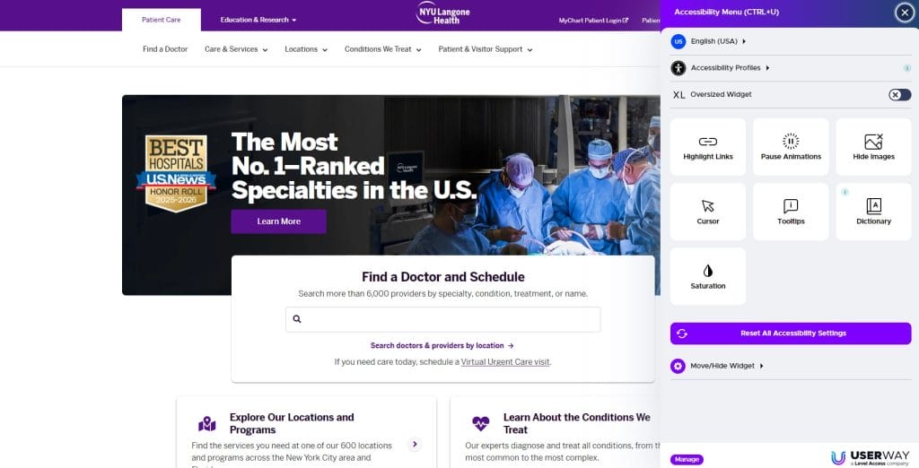 Top 10 Healthcare Website Design Examples For 2026 21 NYU Langone Health website screenshot