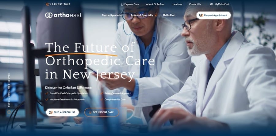 Top 10 Healthcare Website Design Examples For 2026 13 OrthoEast website screenshot