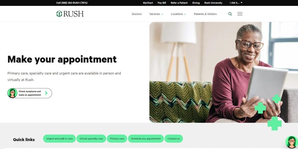 Top 10 Healthcare Website Design Examples For 2026 18 Rush Medical Center website screenshot
