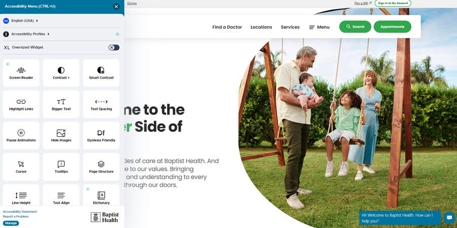 15 Healthcare Website Design Tips To Convert New Patients 10 Baptist Health South Florida website screenshot
