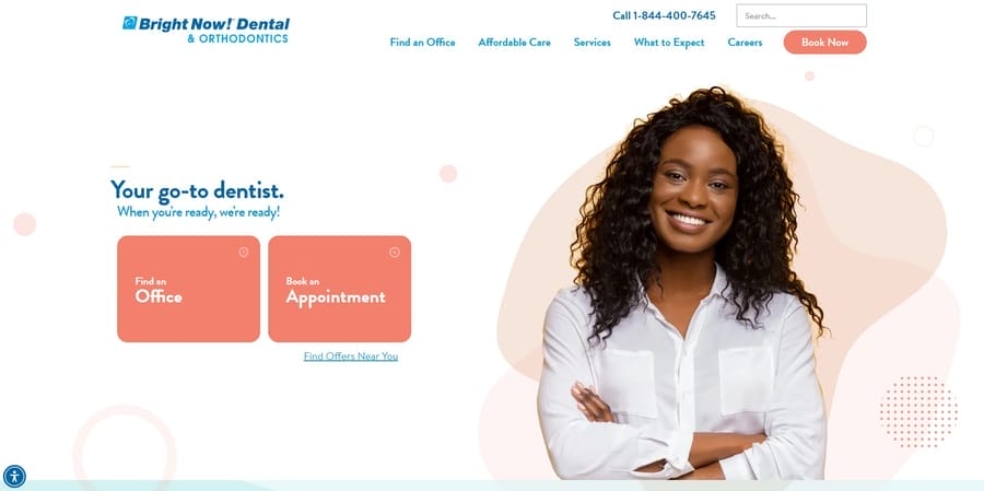15 Healthcare Website Design Tips To Convert New Patients 3 Bright Now! Dental website screenshot