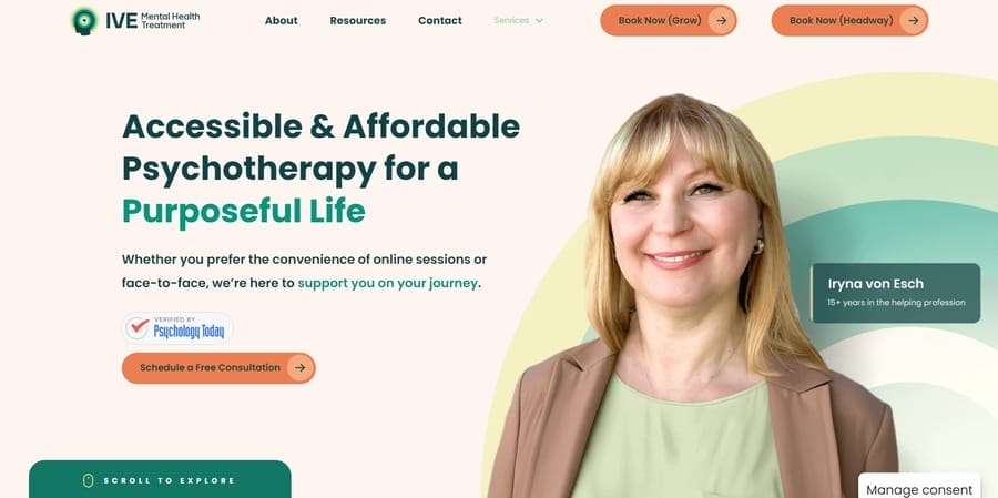 15 Healthcare Website Design Tips To Convert New Patients 13 IVE Mental Health website screenshot