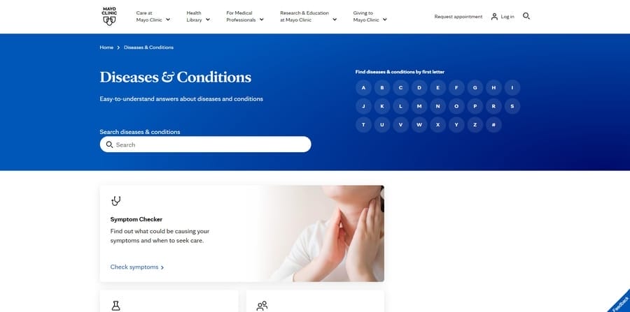 15 Healthcare Website Design Tips To Convert New Patients 11 Mayo Clinic website screenshot